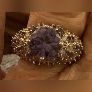Size 8 Tanzanite and diamonds simulated stones . Sterling silver with rhodium